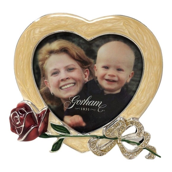 Gorham Rose Photo Picture Frame Silver Plate Enamel 3 x 3 New In Box - Picture 1 of 12